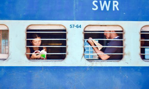 People reading on train